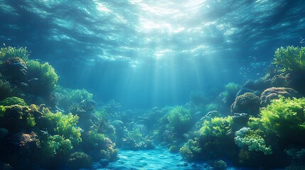 Naklejka premium An animated scene of marine life swimming in clean blue waters, highlighting biodiversity conservation