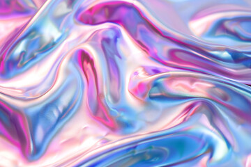 Reflective metallic fabric in shades of blue, gold, and copper, with a smooth and glossy surface.