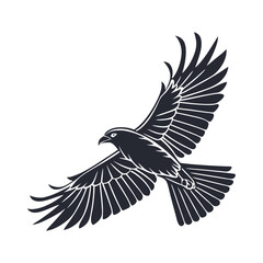 Obraz premium black and white vector of a raven in flight perfect for tattoo