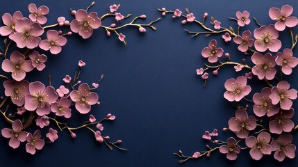 Purple Floral Edges sophisticated purple card with laser-cut cherry blossom design on the edges. Smooth central area for personalization, photographed at an angle to show dimension.