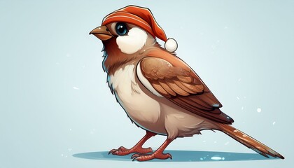Generated image"Winter Dance: A Sparrow in Stylish Attire with Space for Your Message