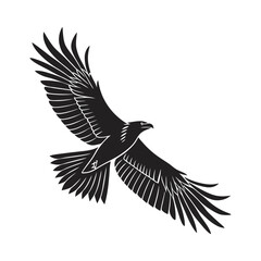Obraz premium black and white vector of a raven in flight perfect for tattoo