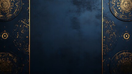 Naklejka premium Gold floral designs enhancing a rich blue texture image