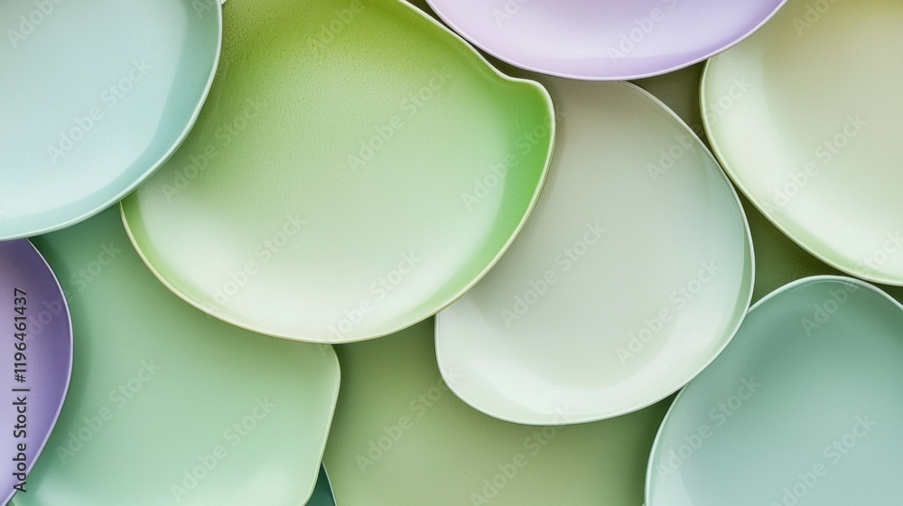 Poster a captivating arrangement showcases smooth overlapping circles in soft pastel colors, blending green