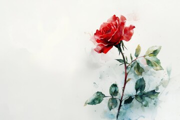 illustration of a red rose with delicate petals on a white background