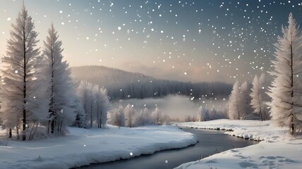 Fototapeta premium winter landscape with trees