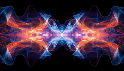 Obraz premium Futuristische Farbexplosion in leuchtenden Blau- und Orangetönen