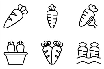 Carrot line icon set. Vegetable food sign. Diet nutrition vector symbol on white background