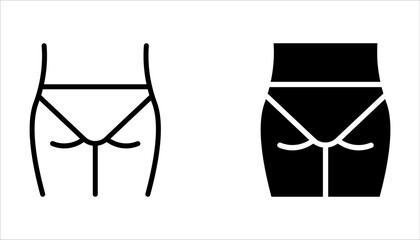 buttocks icons set. Human body part on white background