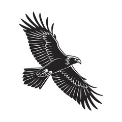 Obraz premium black and white vector of a raven in flight perfect for tattoo