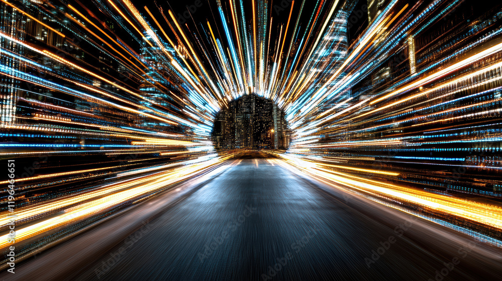 Poster dynamic light trails create abstract representation of speed and motion