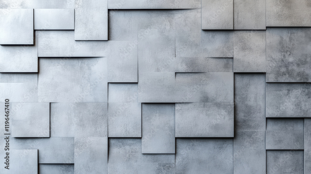 Poster textured gray wall with layered geometric shapes creating depth and interest