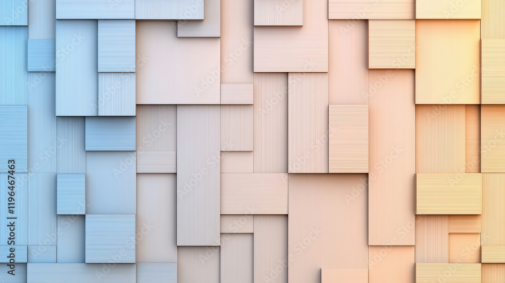 Poster layered geometric forms in soft blue and beige tones create modern abstract background