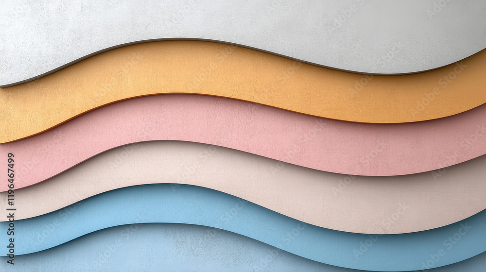 Aufkleber layered geometric forms create soothing abstract background in soft colors