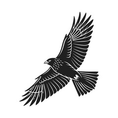 Obraz premium black and white vector of a raven in flight perfect for tattoo