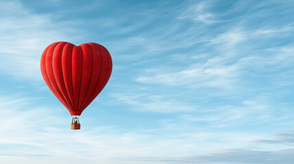 Naklejka premium vibrant heart shaped hot air balloon floats in blue sky