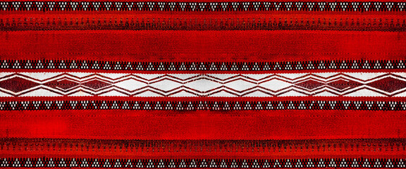A Horizontal Vintage Style Traditional Motifs Arabian Retro Sadu Red Rug