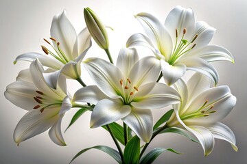 Fototapeta premium Elegant White Lilies Side View - Transparent PNG Stock Photo