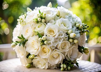 Elegant White Wedding Bouquet:  Stunning Floral Arrangement by a Skilled Florist