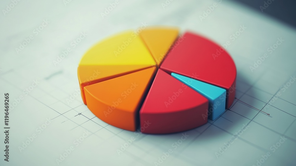 Poster colorful 3d pie chart data presentation on graph paper for business analytics