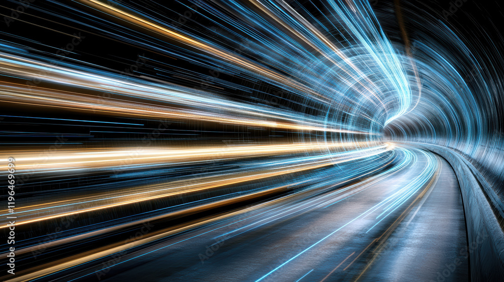 Poster dynamic light trails create mesmerizing tunnel effect in motion