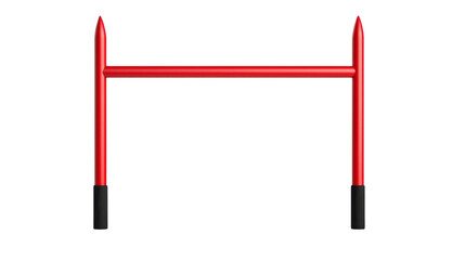 Red goal post on a white isolated background.