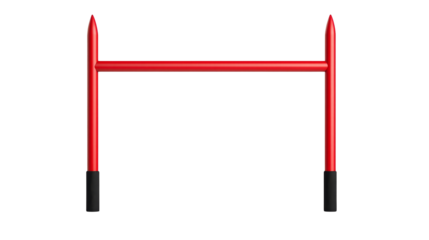 Red goal post on a white isolated background.
