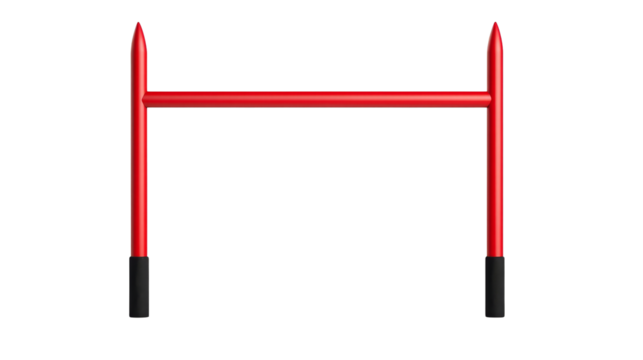 Red goal post on a white isolated background.