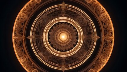 Obraz premium Ornate Circular Ceiling Design with Central Light