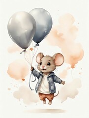 mouse with balloons