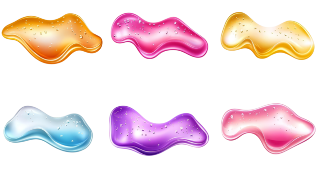 A collection of colorful, glossy blobs in various shades. Ideal for design projects with vibrant, playful aesthetics.