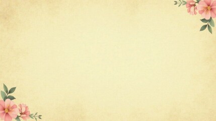 Elegant Pale Floral Corner Design on Vintage Textured Background for Design Projects