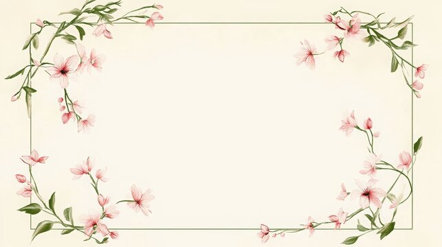 A light, spring-inspired banner featuring minimalist, stylized flowers framing the edges. 