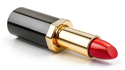 Luxury Red Lipstick, Gold Black Case, Cosmetic Product Photography, Beauty Image, Makeup Product Shot, High-End Lipstick, Elegant Lipstick, Professional Cosmetic Photo