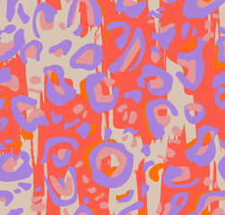 Bright  colorful seamless leopard print background. Wild exotic animal print design. wallpaper.