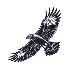 Obraz premium black and white vector of a raven in flight perfect for tattoo