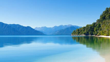 Naklejka premium Serene Lake and Mountain View