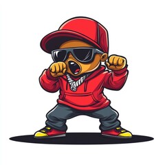 A Cool Bear Rapper Character in Stylish Hip Hop Attire: Urban Music Illustration
