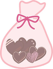 ピンク色の袋に入ったハート型のチョコレート