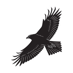 Obraz premium black and white vector of a raven in flight perfect for tattoo