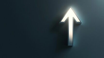 Glowing Metallic Up Arrow Symbol Progress Growth Success Future Direction