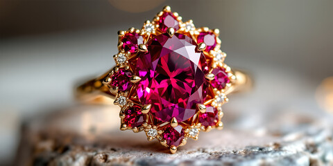 Stunning Ruby and Diamond Ring in Gold Setting