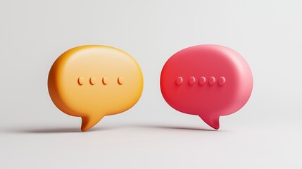 3D pink and orange chat bubble icon