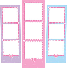 Pastel Themed Photo Frame Templates with Cute Bows and Hearts