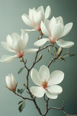 Elegant Magnolia Blossoms Gracefully Branching