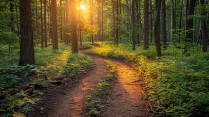 Fototapeta premium Sunlit Forest Path