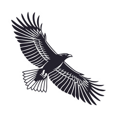 Obraz premium black and white vector of a raven in flight perfect for tattoo