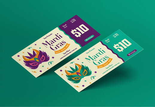 Purple Tosca Playful Mardi Gras Ticket