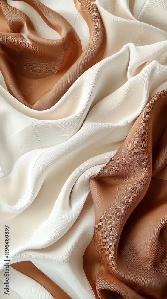 Poster soft, fluid waves of luxurious bronze and ivory fabric create an enchanting interplay of color and t