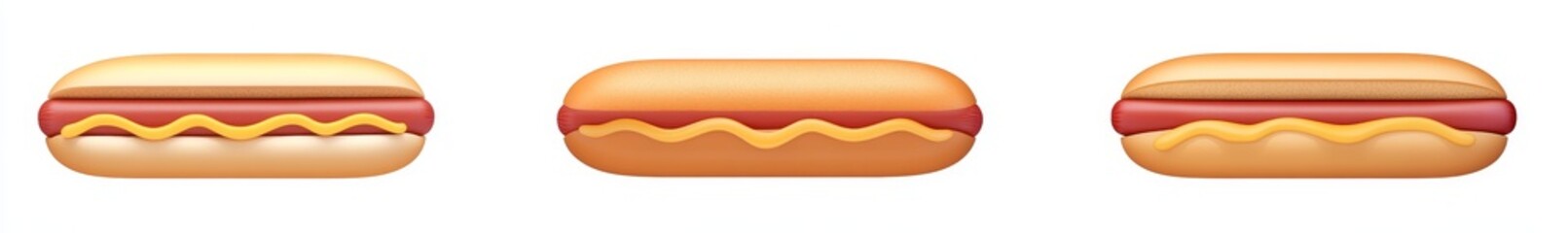 Obraz premium Three hot dogs with mustard and ketchup.